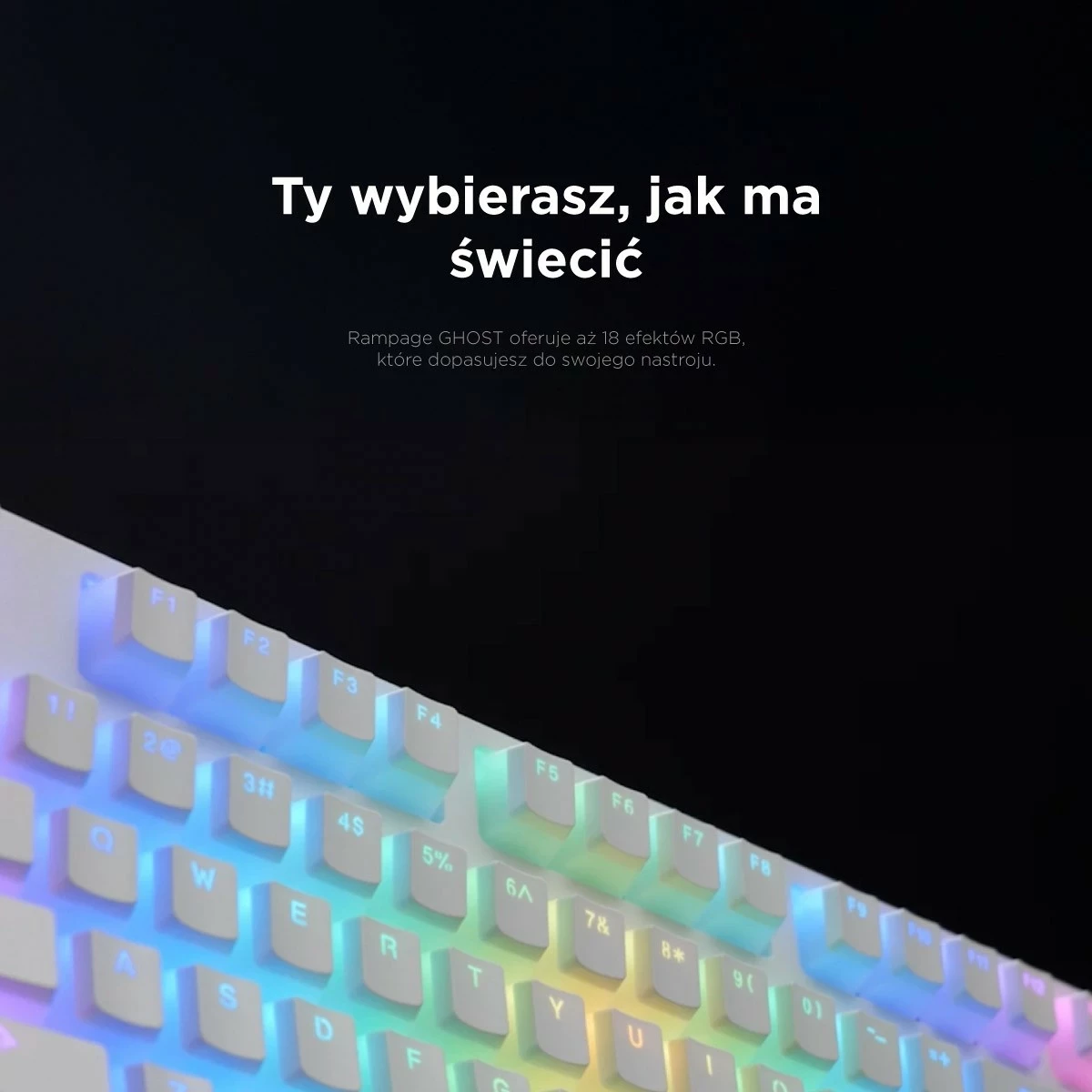 Tastierë mekanike Rampage TKL GHOST, Huano Red Switch, RGB, e bardhë