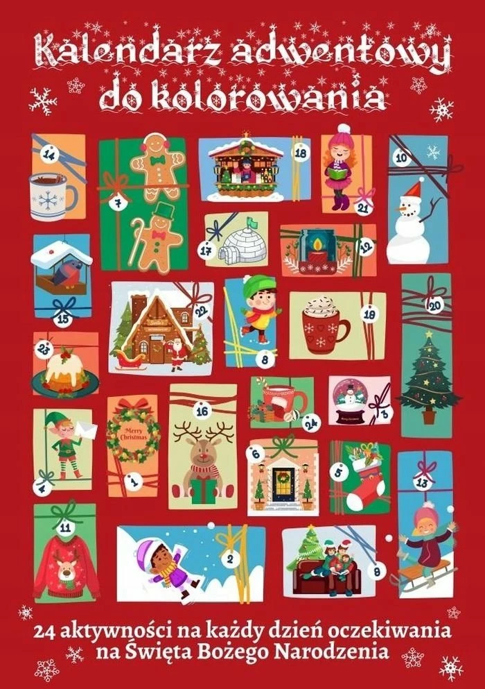 Kalendar advent për ngjyrosje NoName, 24 faqe, 4-7 vjeç, i kuq