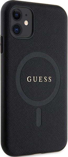 Mbështjellës Guess GUHMN61PSAHMCK për iPhone 11/XR, Saffiano MagSafe, i zi