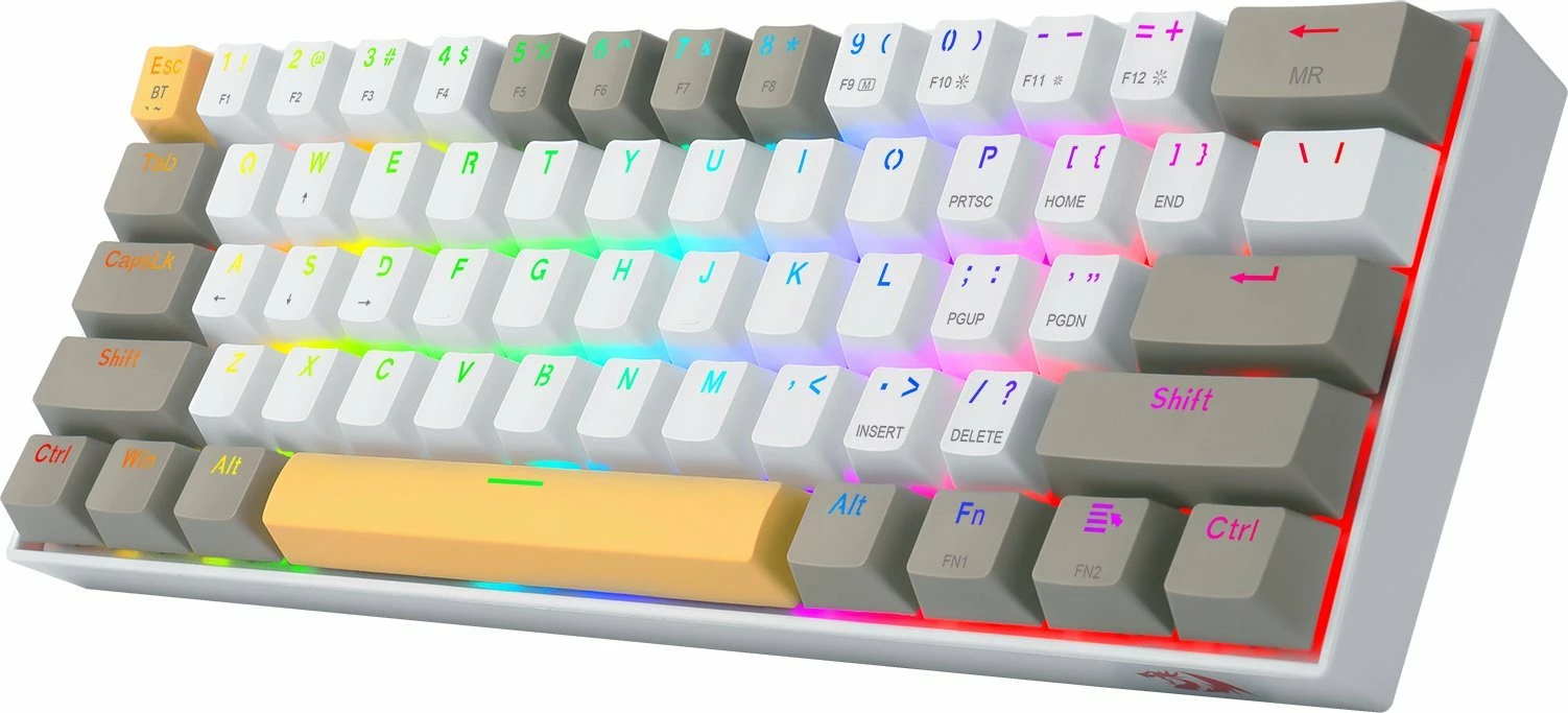 Tastierë mekanike Redragon Draconic Pro K530, Brown Switch, 60%, RGB, USB-C/BT/2.4GHz, bardhë/gri/verdhe
