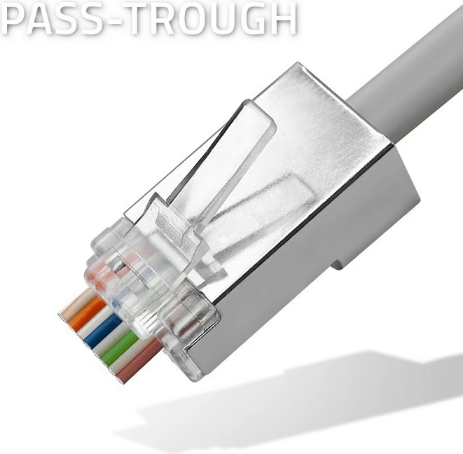 Set lidhës RJ45 Qoltec 54546, pass-through, për kabllo FTP Cat5e, 100 copë