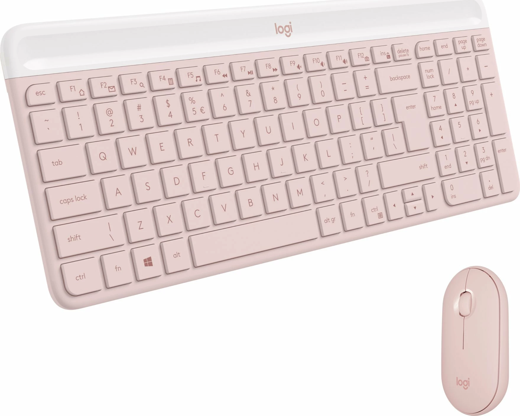 Tastierë + Maus Logitech MK470 Slim Wireless Combo 920-011322, US layout, 2.4GHz me USB receiver, me numpad, roze, set