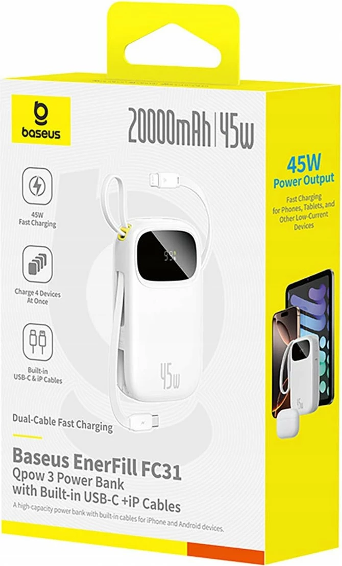 Powerbank Baseus EnerFill FC31 20000mAh 45W bardhë