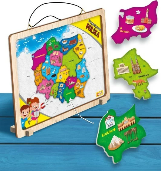 Hartë magnetike e Polonisë Lisciani I'M A Genius 304-PL105496, dru, edukative, copa magnetike, 7+