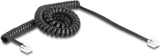 Kabllo telefoni DeLOCK RJ11-RJ11, 3 m, spirale, e zezë