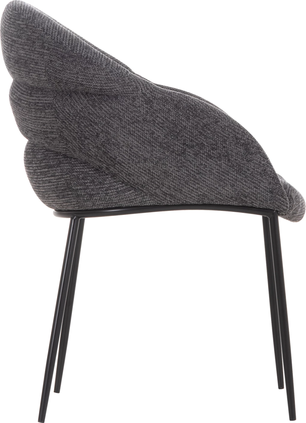 Karrige ngrënieje DRENNY, material gri, këmbë metalike të zeza, 62x63x85cm, set prej 2 copë