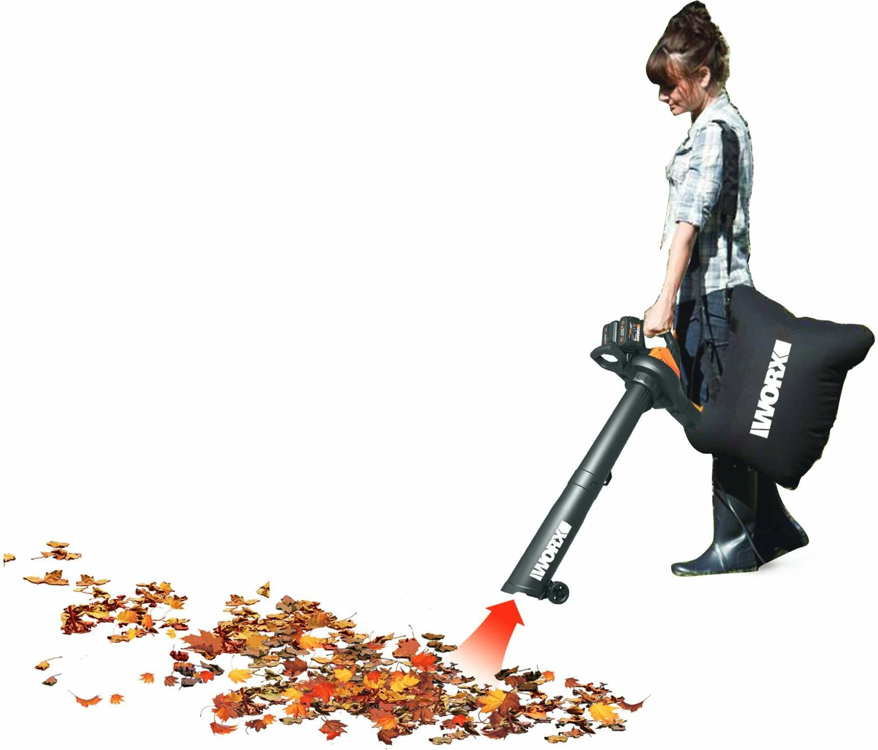 Fryrës/thithës gjethe Worx WG583E 40V MAX (2x20V) 2x4Ah me karikues, çantë 35L