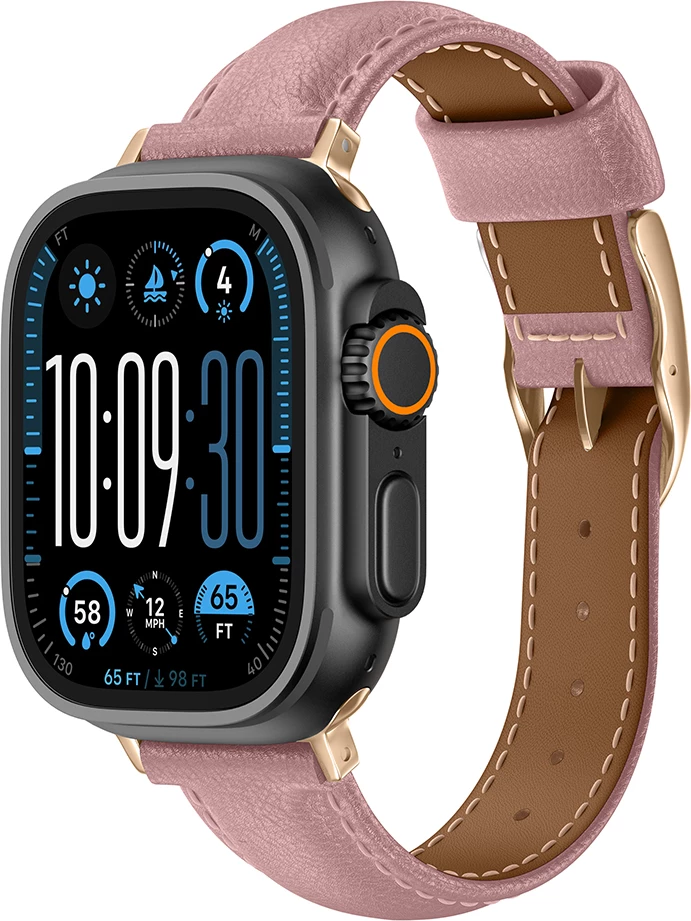 Rrip lëkure për Apple Watch AmazingThing Class Band, 45/46/49 mm, Rozë