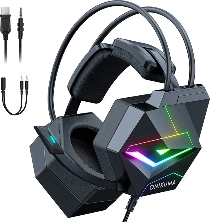 Kufje gaming ONIKUMA X20, driver 50 mm, mikrofon HD, RGB, të zeza