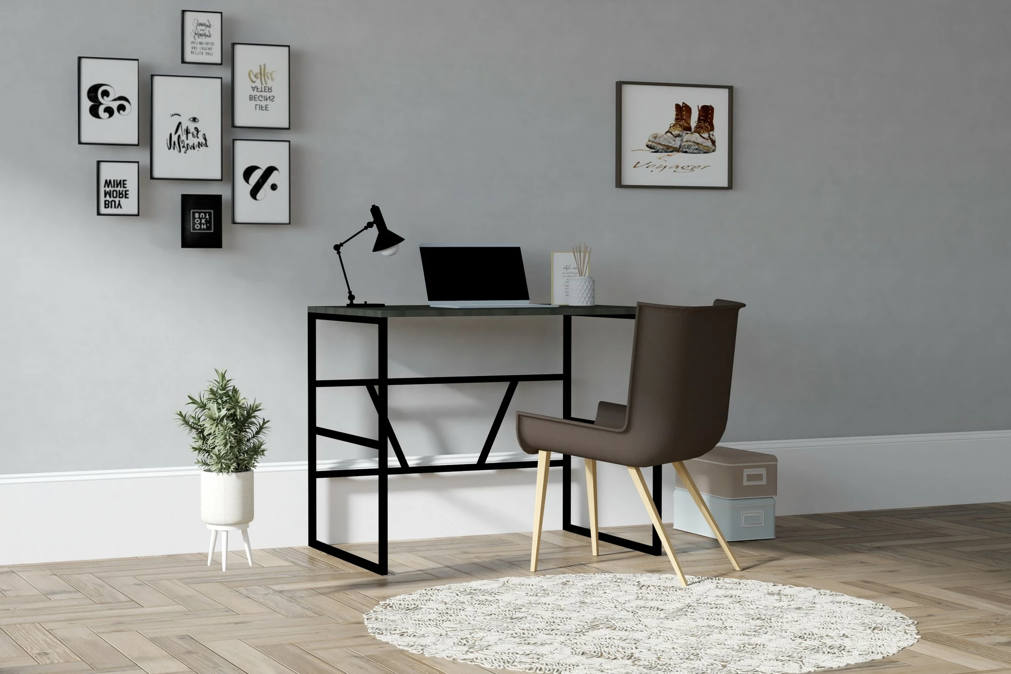 Tavolinë studimi Hanah Home, Monea, ngjyrë antracit