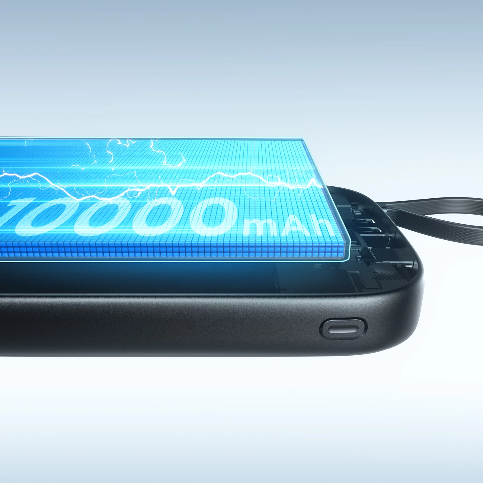 Powerbank Joyroom JR-PBF17 10000mAh 22.5W me kabllo USB-C të integruar + kabllo USB-C 25cm, e zezë
