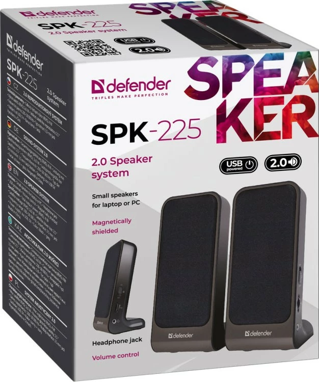 Altoparlantë kompjuteri Defender SPK-225, 2.0, 4W, USB, zi/gri