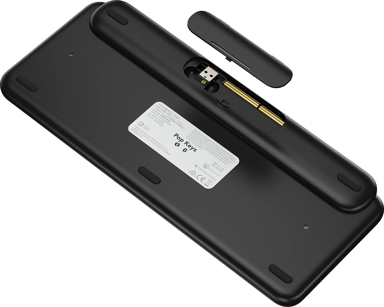 Tastierë mekanike mini Logitech POP Keys, wireless, Bluetooth + RF, QWERTZ, e zezë/gri/e verdhë