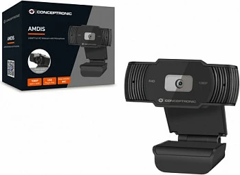 Webkamerë Conceptronic AMDIS, Full HD 1080p, USB, me mikrofon, e zezë