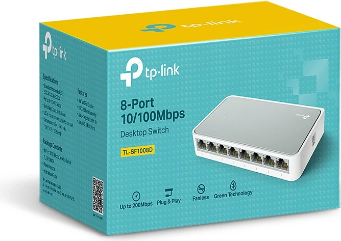 Switch TP-Link TL-SF1008D V12.4, 8x Fast Ethernet 10/100, i bardhë