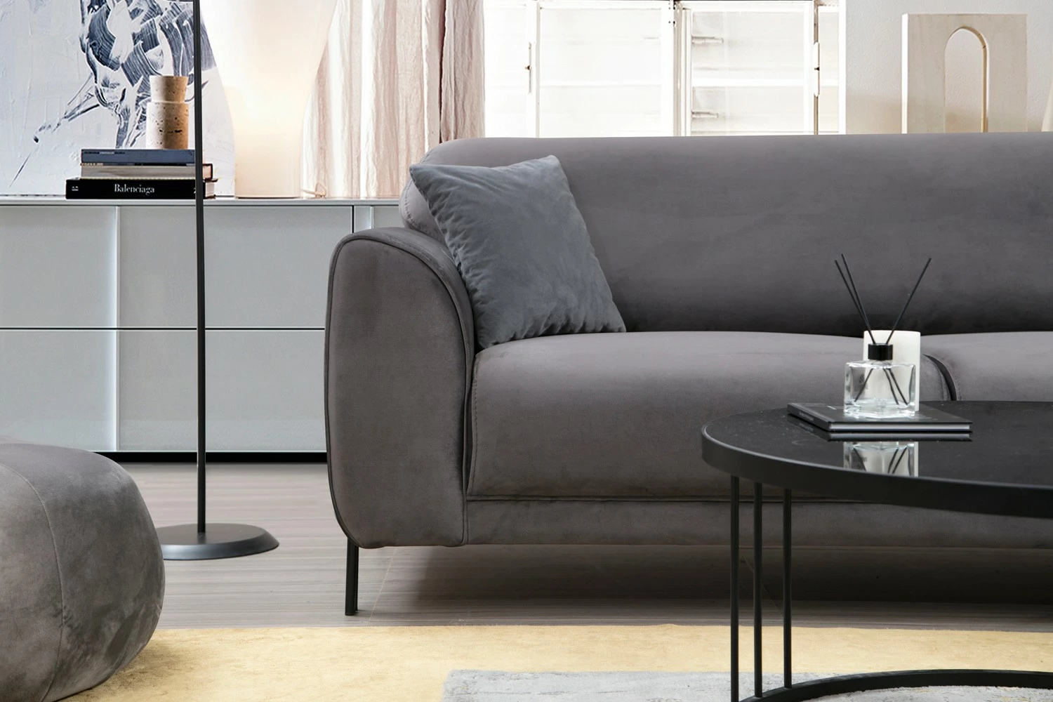 Kënd divan-krevat Atelier del Sofa, këndi djathtë, ngjyrë antracit