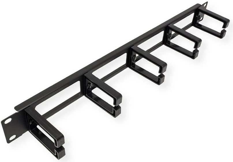 Panel frontal 19" VALUE, 1U, menaxhim kabllosh me 5 mbajtëse, i zi