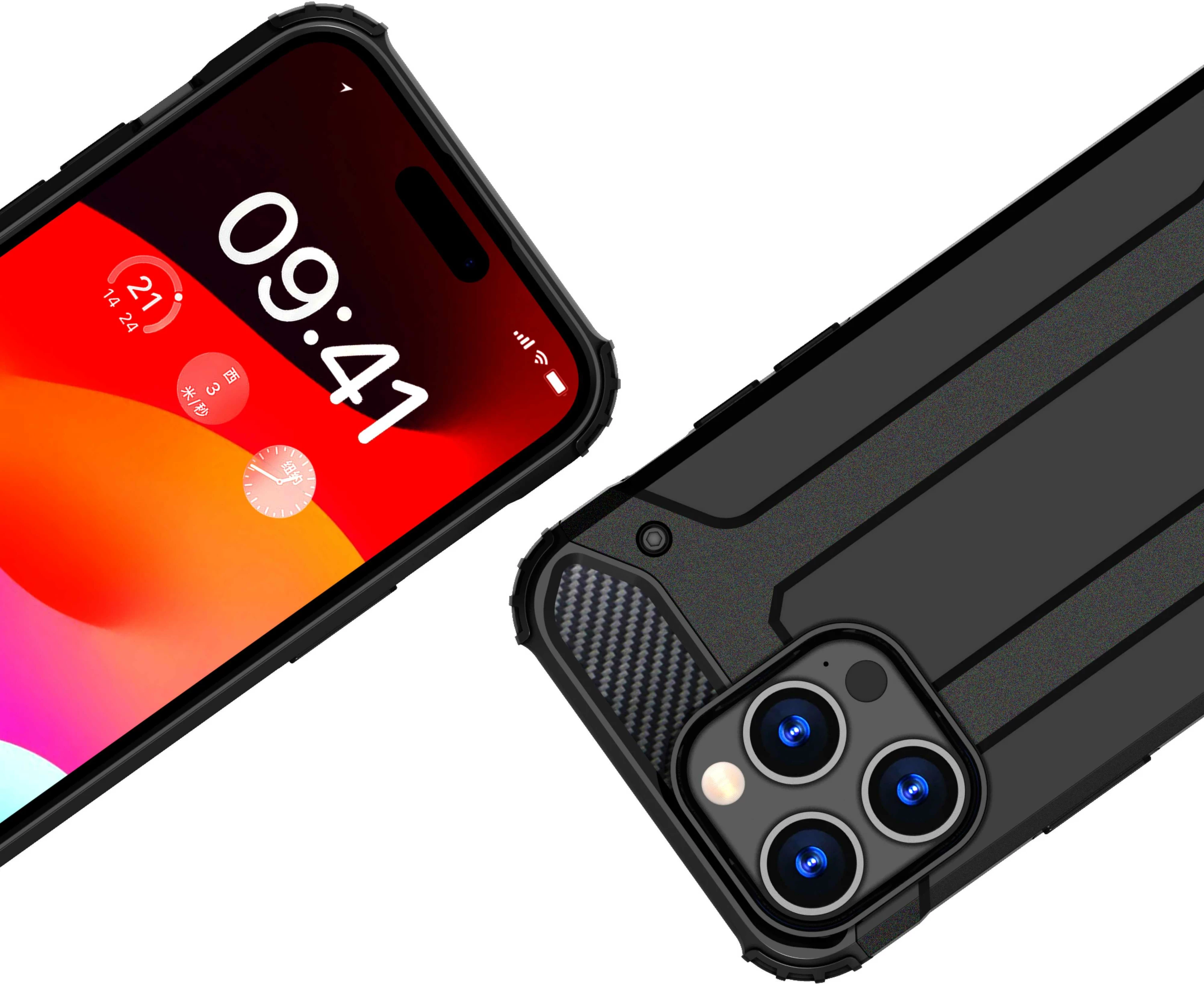 Mbështjellës Hurtel Hybrid Armor për iPhone 15 Pro, i zi