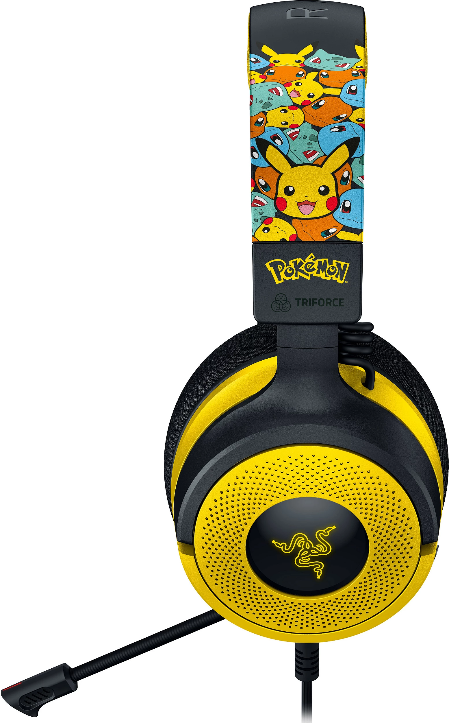Kufje gaming Razer Kraken V4 X Pokémon KantoStarters Edition, USB-C/USB-A, me mikrofon, e zezë/verdhe