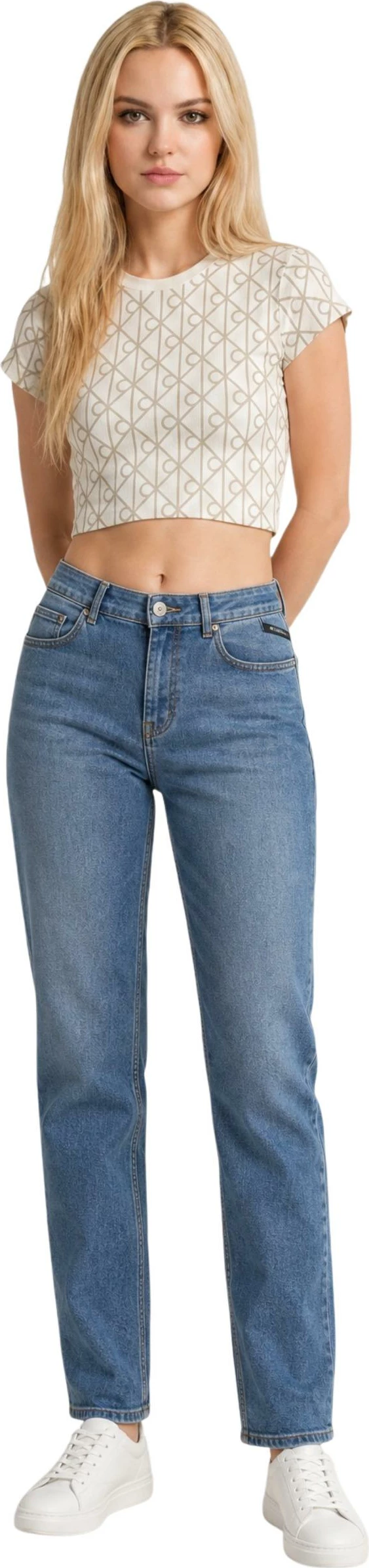 Maicë crop për femra Calvin Klein Jeans LV047G830G, krem [Madhësia: M]