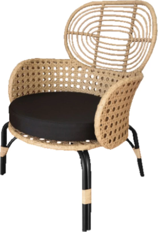 Karrige e ulët Loom, natyrale, 65x69x94