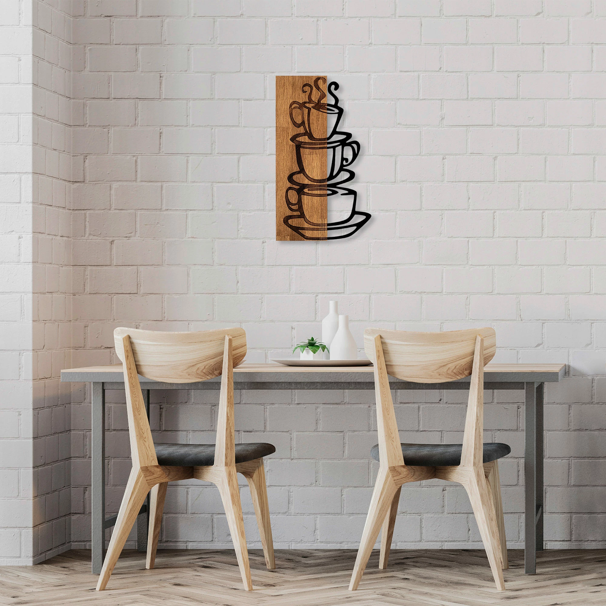 Aksesor dekorativ për mur, dru arre dhe metal, Wallity MA-296, 58x34cm