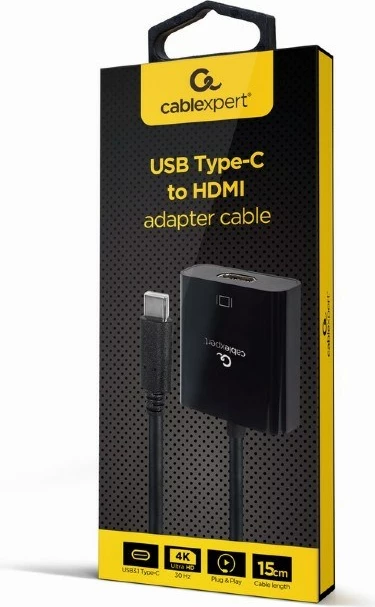 Përshtatës Gembird USB-C në HDMI, 4K, i zi