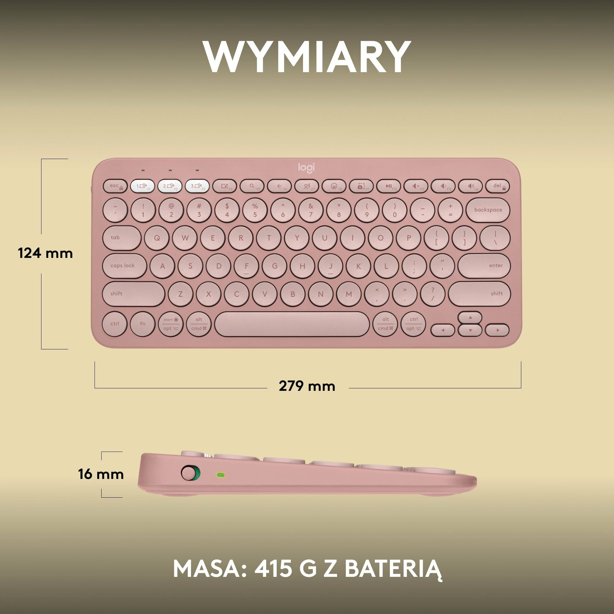 Tastierë wireless Logitech Pebble Keys 2 K380s (920-011853), Bluetooth, US INTL layout, Pink