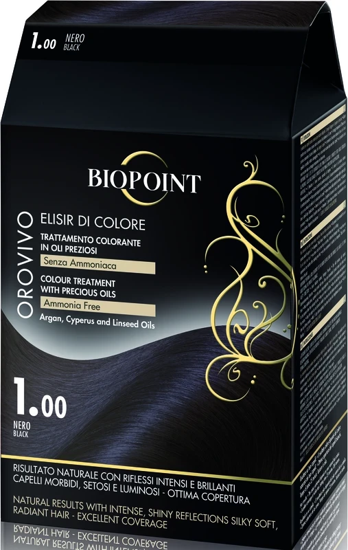 Ngjyrë për flokë Biopoint Orovivo 1.00 e zezë, 100 ml