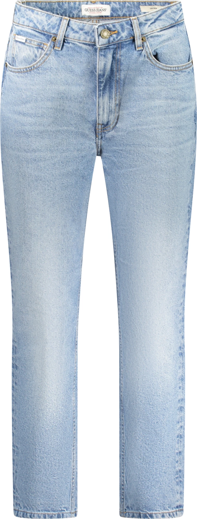 Pantallona xhinsi GUESS JEANS mom jeans femra, të kaltërta