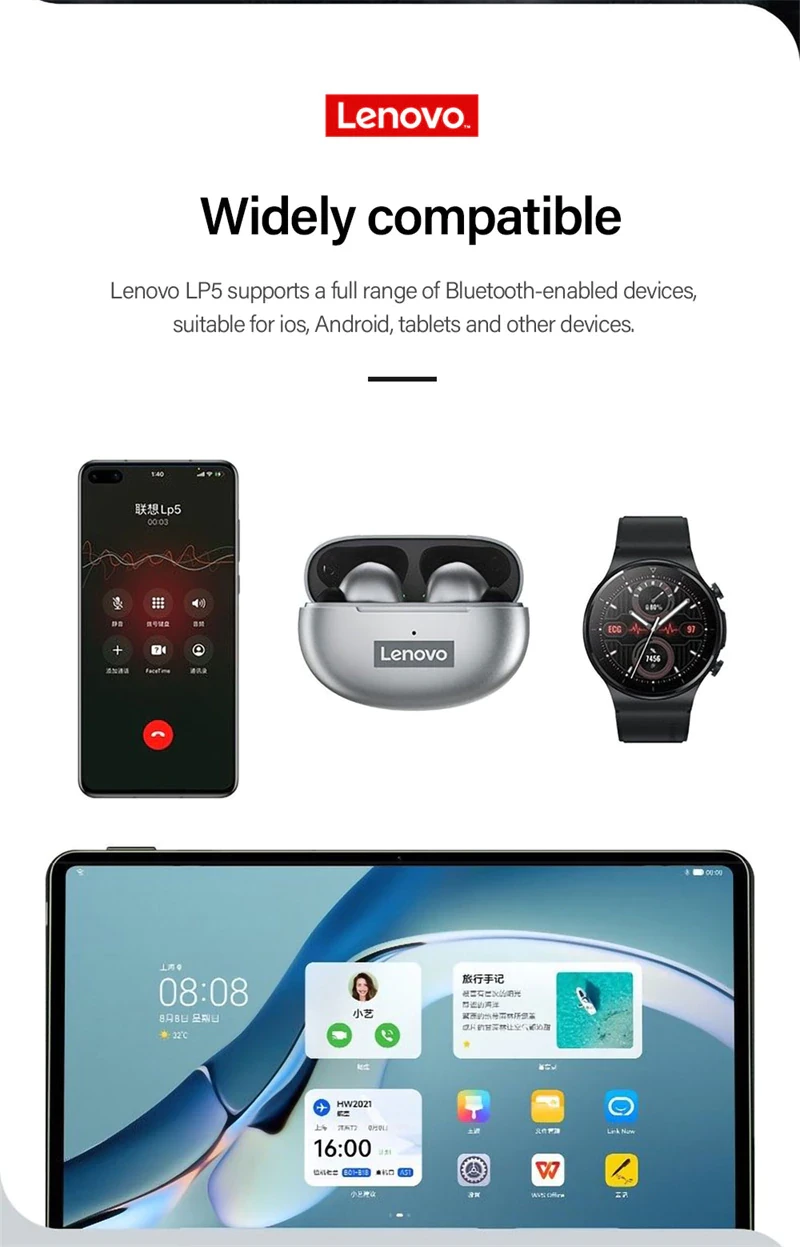 Dëgjuese Lenovo LivePods LP5, të hirta