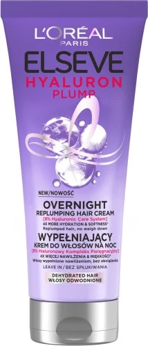 Krem për flokë L'Oreal Paris Elseve Hyaluron Plump Leave-In Night Hair Filling për femra 200ml