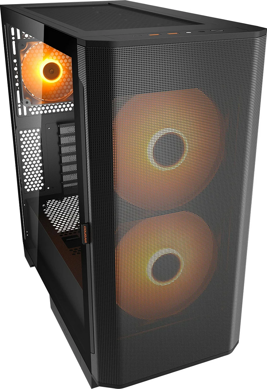 Kasë Cougar Airface FLO ARGB, Midi Tower, ATX/E-ATX, USB-C, xham i temperuar, e zezë