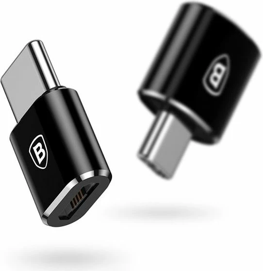 Adapter USB Baseus 28296-uniw USB-C në MicroUSB 2.0, 2.4A, alumin, i zi