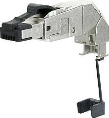 Konektor RJ-45 METZ CONNECT 130E405042-E, Cat.6A, i mbrojtur, 10 copë, zi/argjend