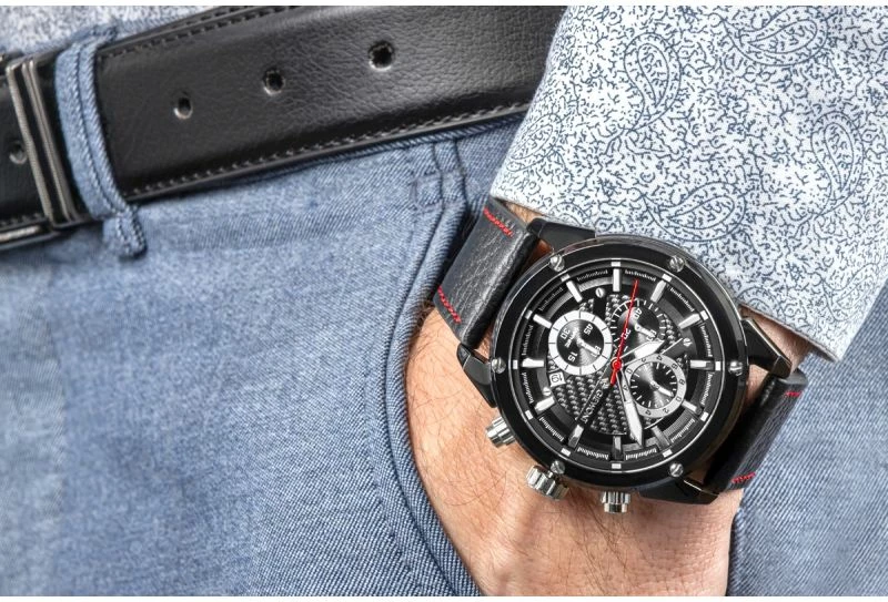 Orë dore meshkuj Giewont GW8810-A1, e zezë