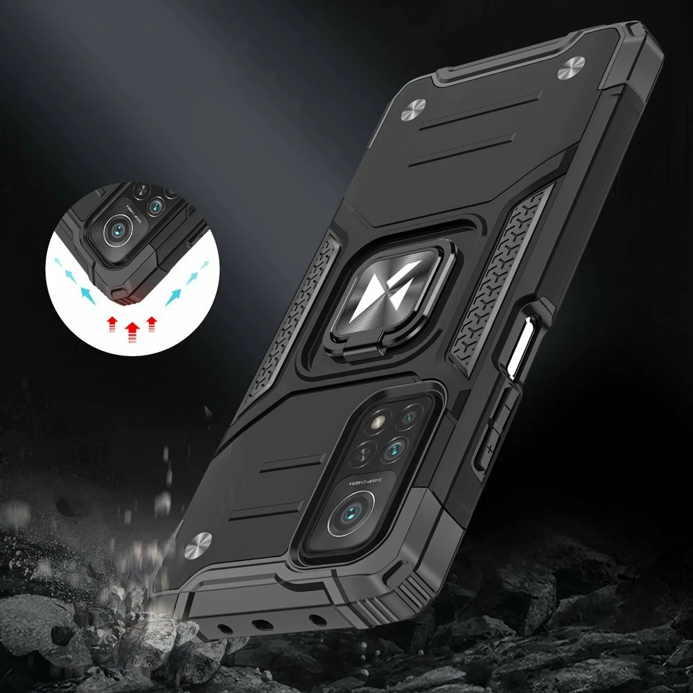 Mbështjellës Wozinsky Ring Armor me këmbalec për Samsung Galaxy A72, e zezë