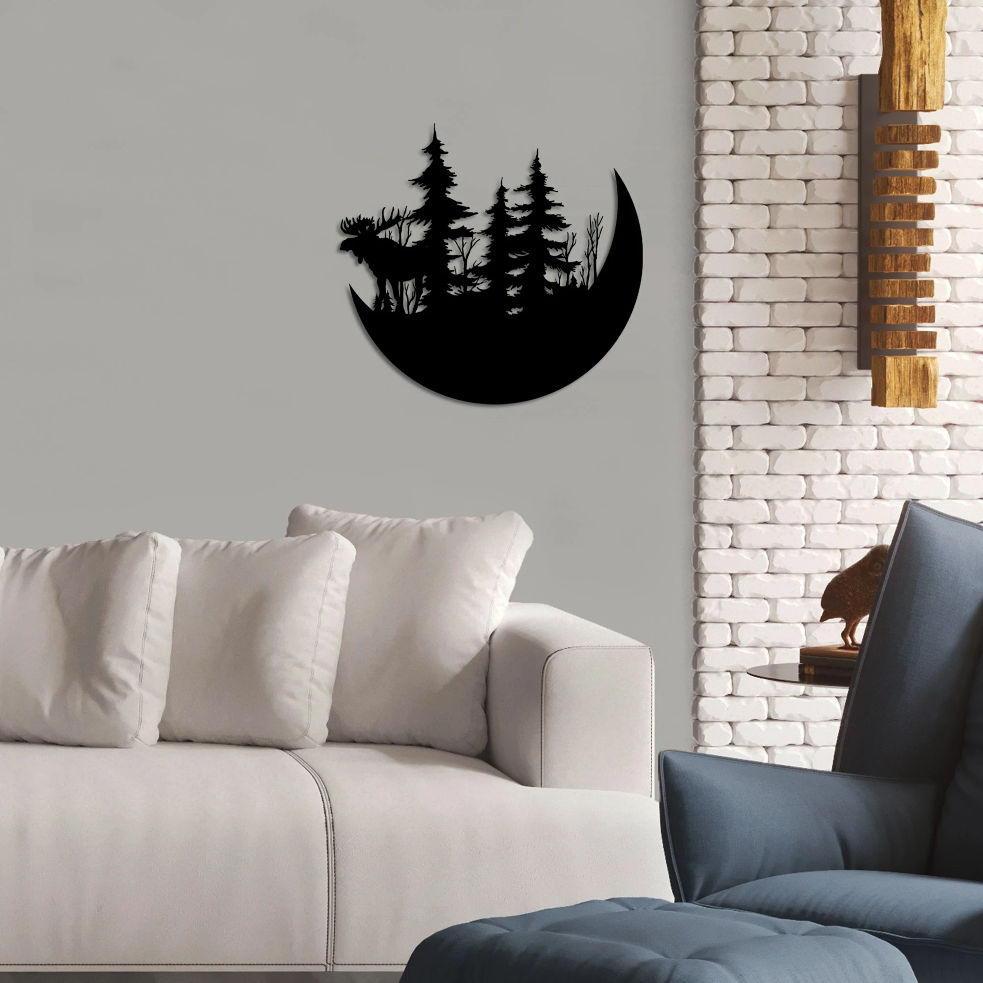 Aksesor dekorativ metalik për mur, Wallity, The Wild Nature 2 - L, ngjyrë e zezë, 70x65cm