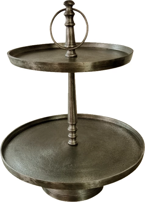 Stendë dy-katëshe LOOP, alumin, ngjyrë ari antik, 40x40x50cm