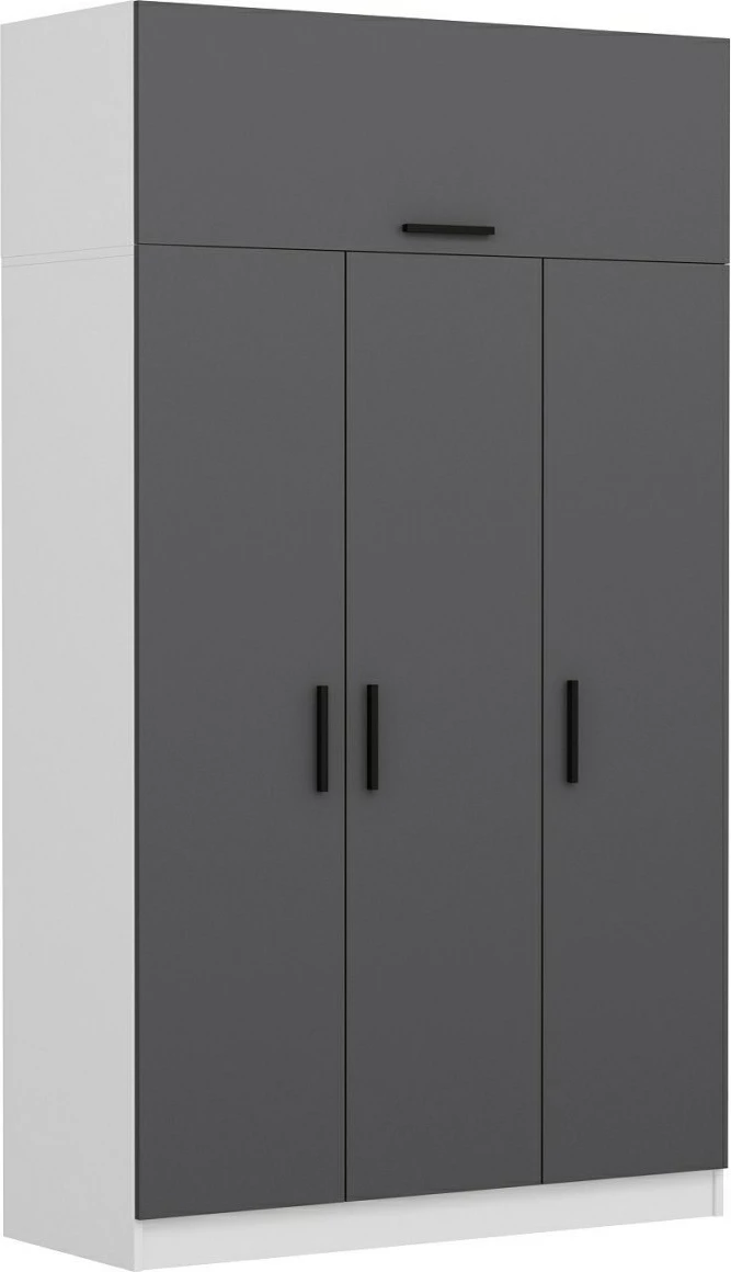 Dollap Skye Decor, 3 kapak, 2 sirtar, 255cm, bardhë-antracit