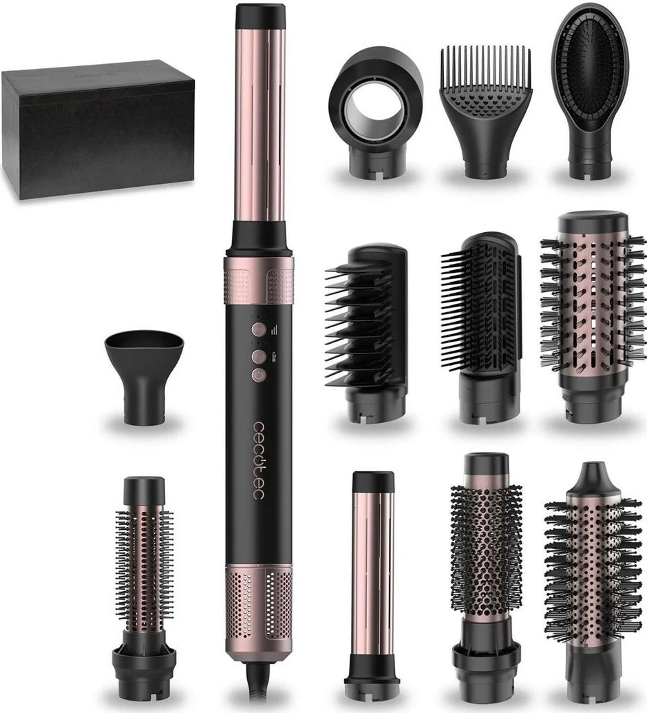 Tharëse flokësh Cecotec Bamba CeramicCare 12in1 AirGlam, 1400W, e zezë