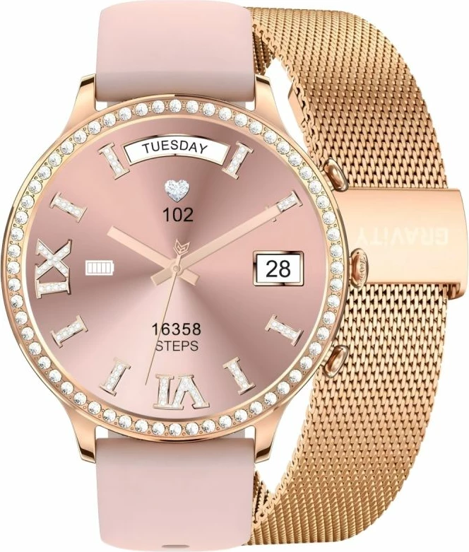 Smartwatch Gravity GT5-5, rozë gold, rrip rozë