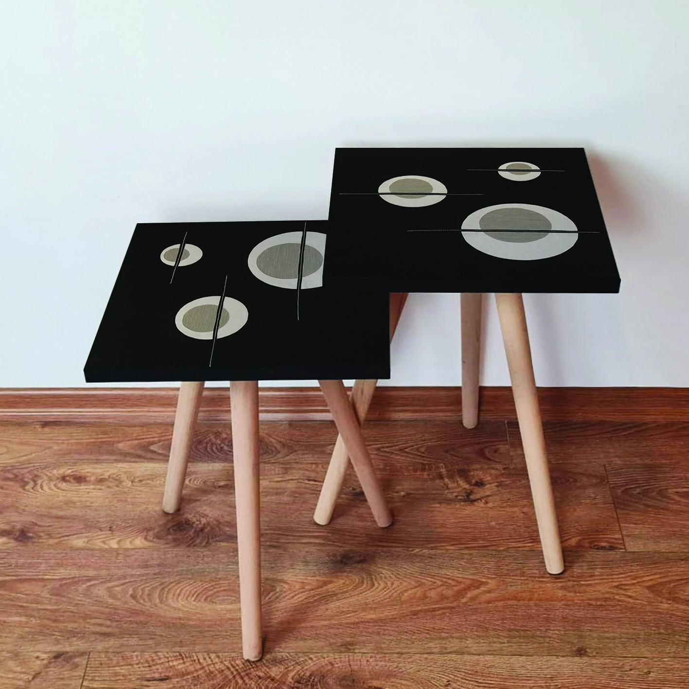 Set tavolinash ndihmëse, dy pjesë, ngjyrë e zezë, Skye Decor, 2Shp65