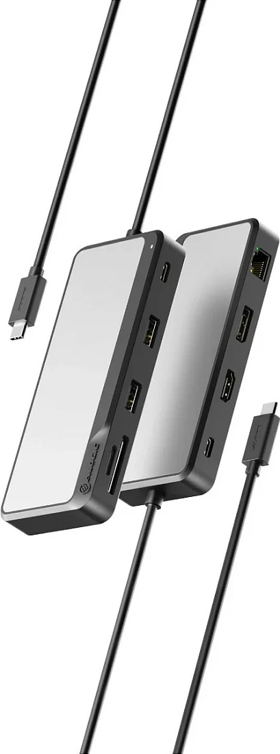 Dock USB-C ALOGIC Pro Axis 8-në-1, Dual Display 4K 60Hz, HDMI + DisplayPort, LAN, SD/MicroSD, Gri