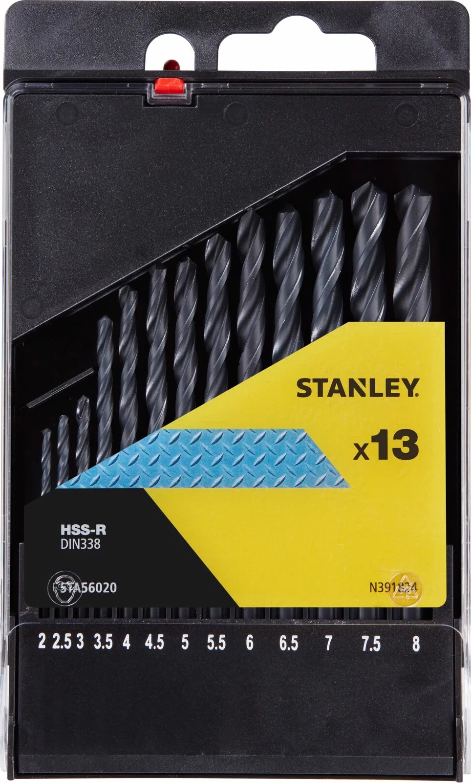Set burgjish HSS për metal Stanley STA56020 2-8 mm (hap 0.5 mm), 13 copë