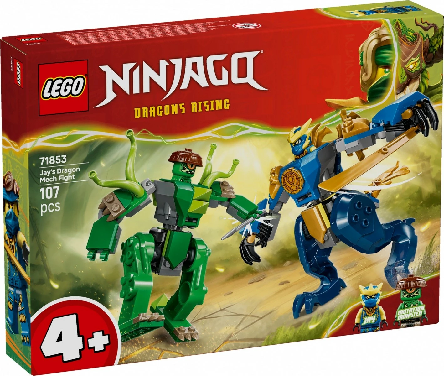 Set blloqe ndërtimi LEGO NINJAGO 71853 Jay's Dragon Mech Battle, 107 copë, 4+