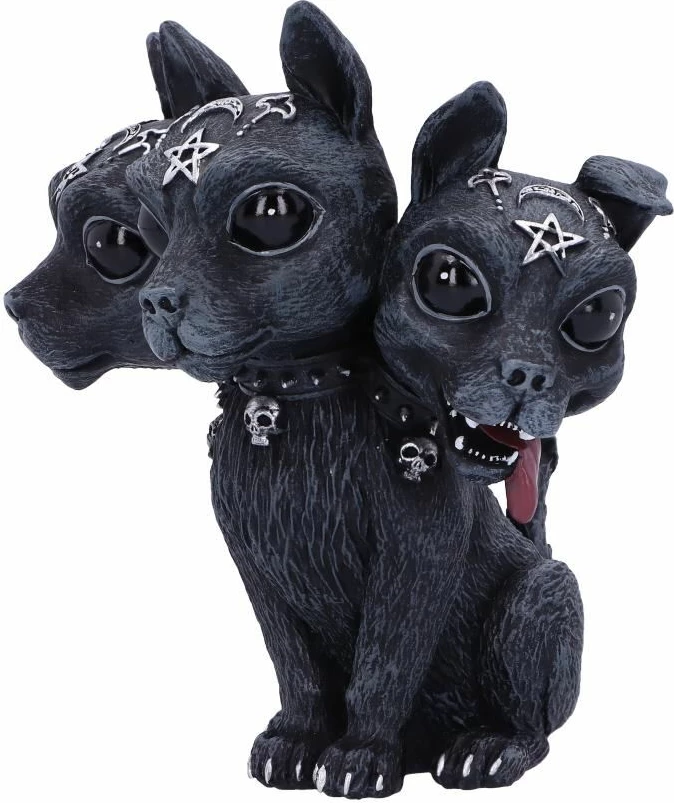 Figurinë dekorative NEMESIS NOW Diabarkus, Cerberus me 3 koka, rezinë, e pikturuar me dorë, e zezë
