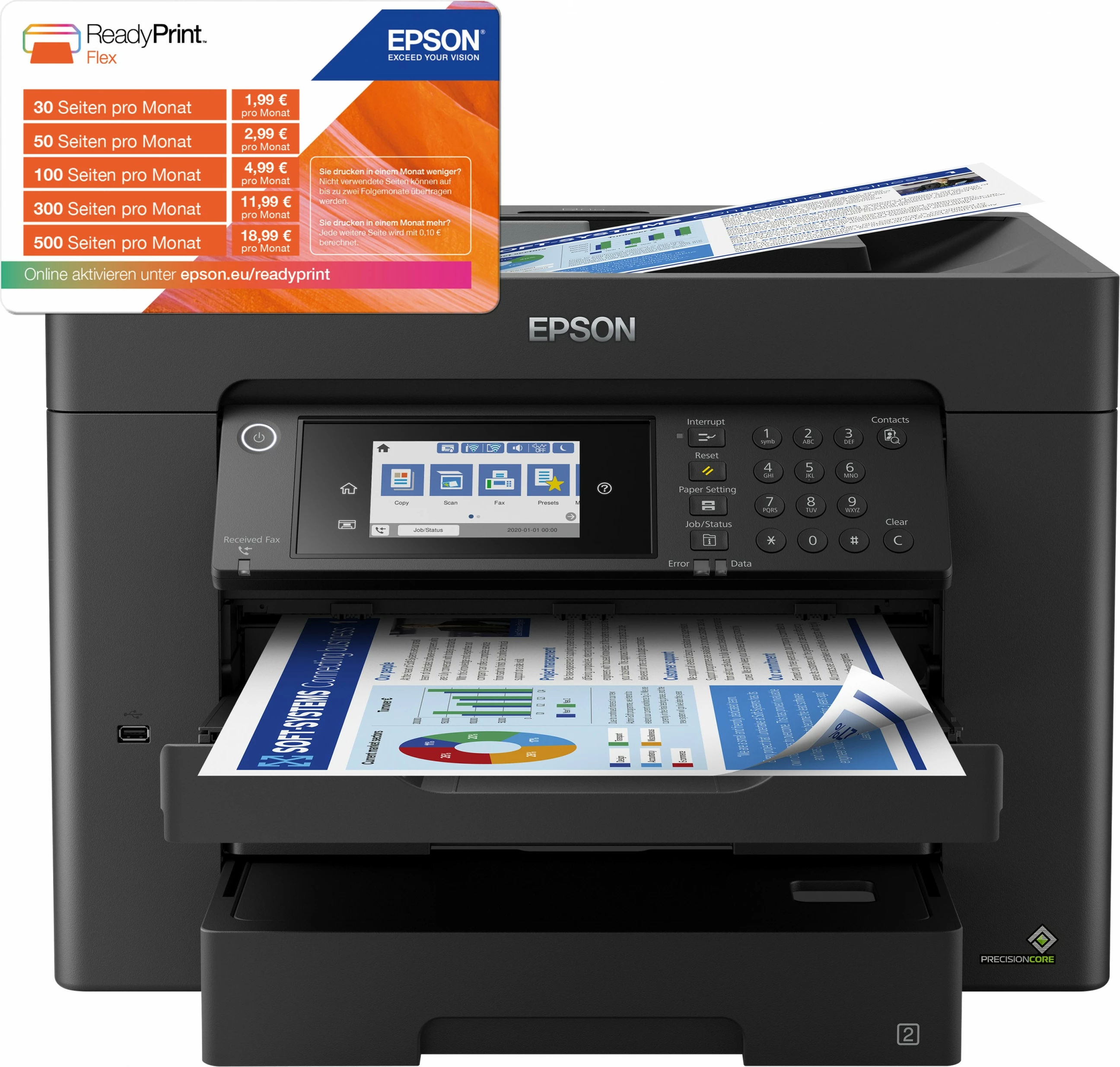 Printer multifunksional Epson WorkForce Pro WF-7840DTWF, Inkjet, ngjyra, A3+, Wi-Fi, e zezë