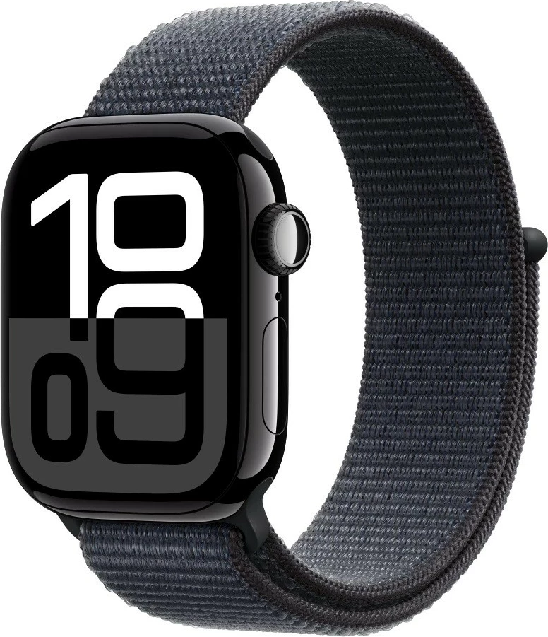 Smartwatch Apple Watch Series 10, 42 mm, GPS + Cellular, alumini oniks, rrip sportiv blu e errët