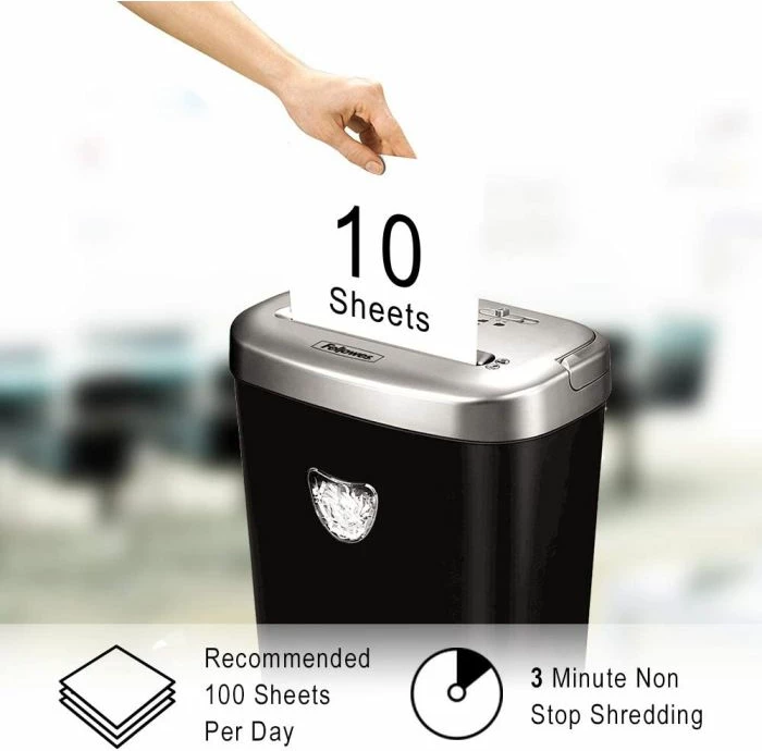 Shkatërrues dokumentesh Fellowes Powershred 53C, DIN P-4, 10 fletë, kosh 23 L, prerje shirita 4x35 mm, zi/argjend